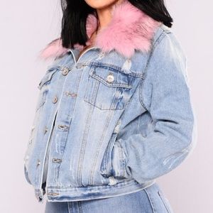 NWOT | Fur Denim Jacket
